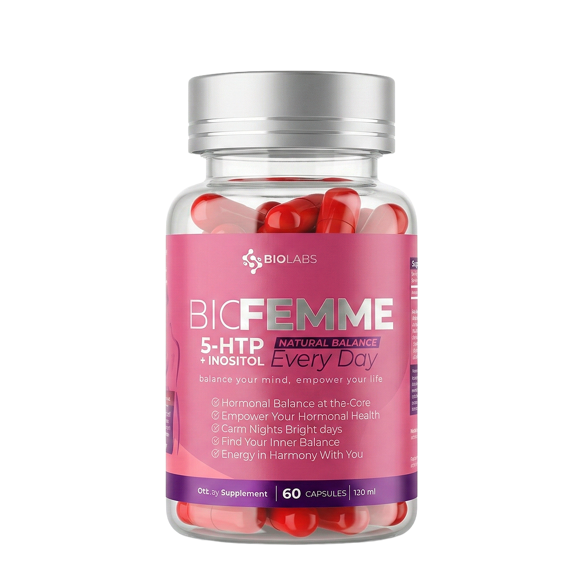 Bio Femme 5-HTP + Inositol | Equilibrio Hormonal, Bienestar Emocional y Descanso Natural